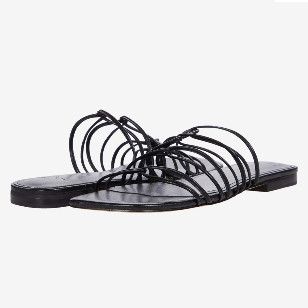 MARC FISHER Black Leather Marcio Strappy Sandal 11